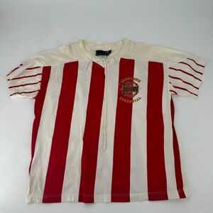 Active Element USA Sportswear Lace Up Striped T Shirt Men's Size M VTG